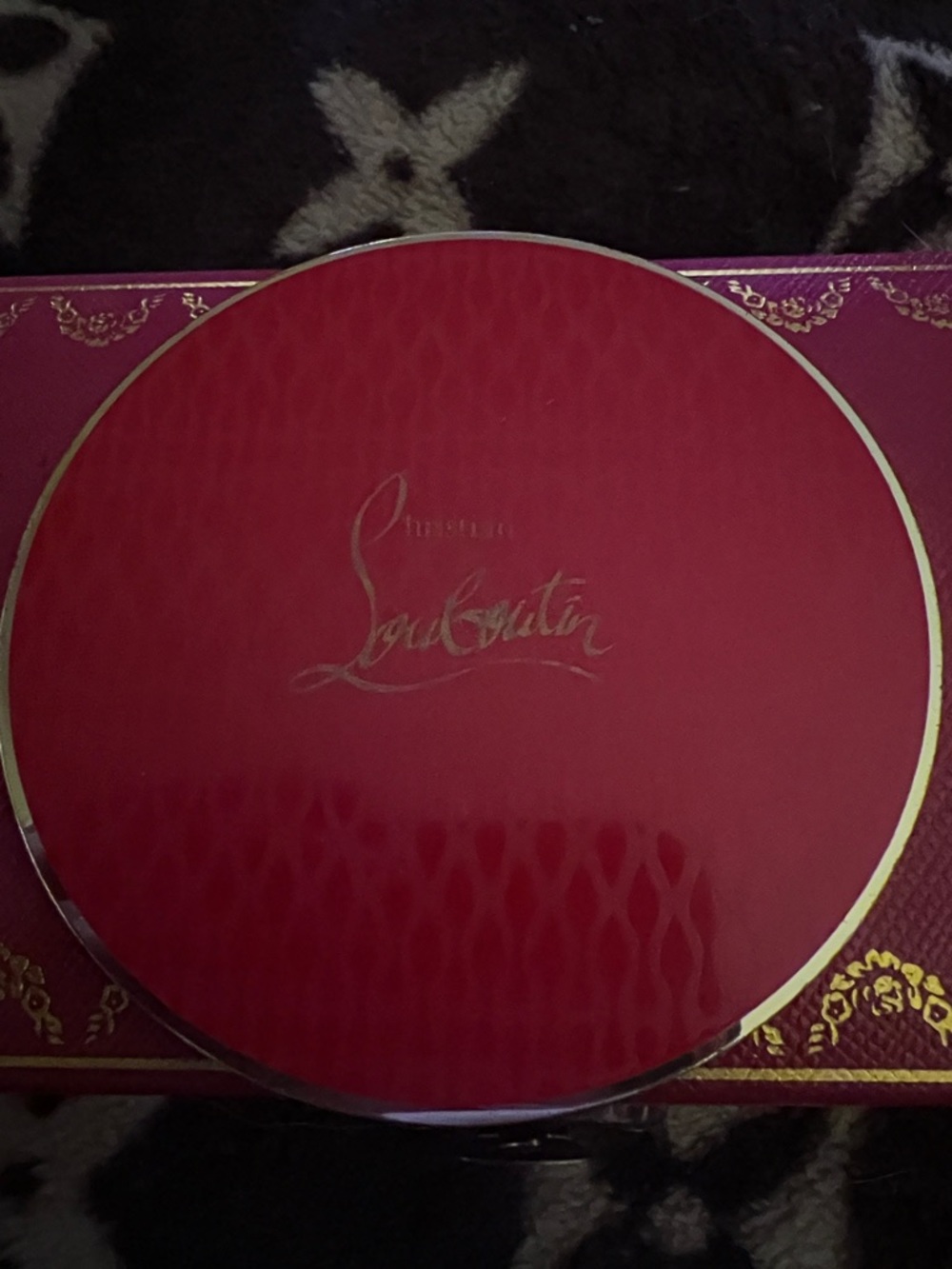 Christian Louboutin Red Box with Gold Rim Mirror Top